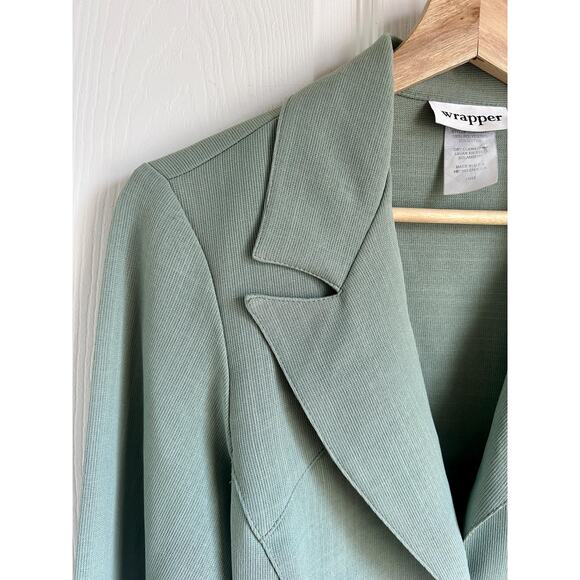 Vintage 1970's Celadon Green Blazer Size M | Western Style Dagger Collar Blazer - Picture 5 of 8